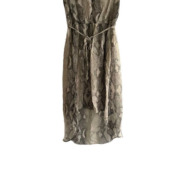 STELLA ROSA Sleeveless Silk Snake Print High-Low Midi Dress Belt Grey M - Picture 4 of 8